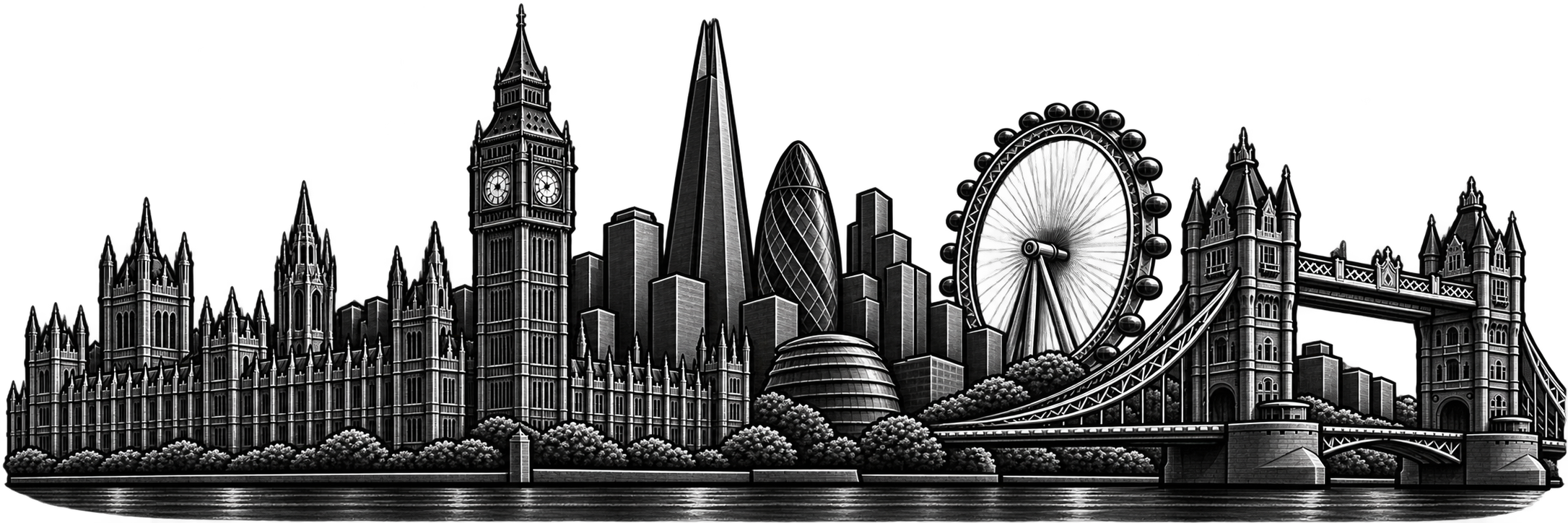 London skyline with Big Ben and Tower Bridge