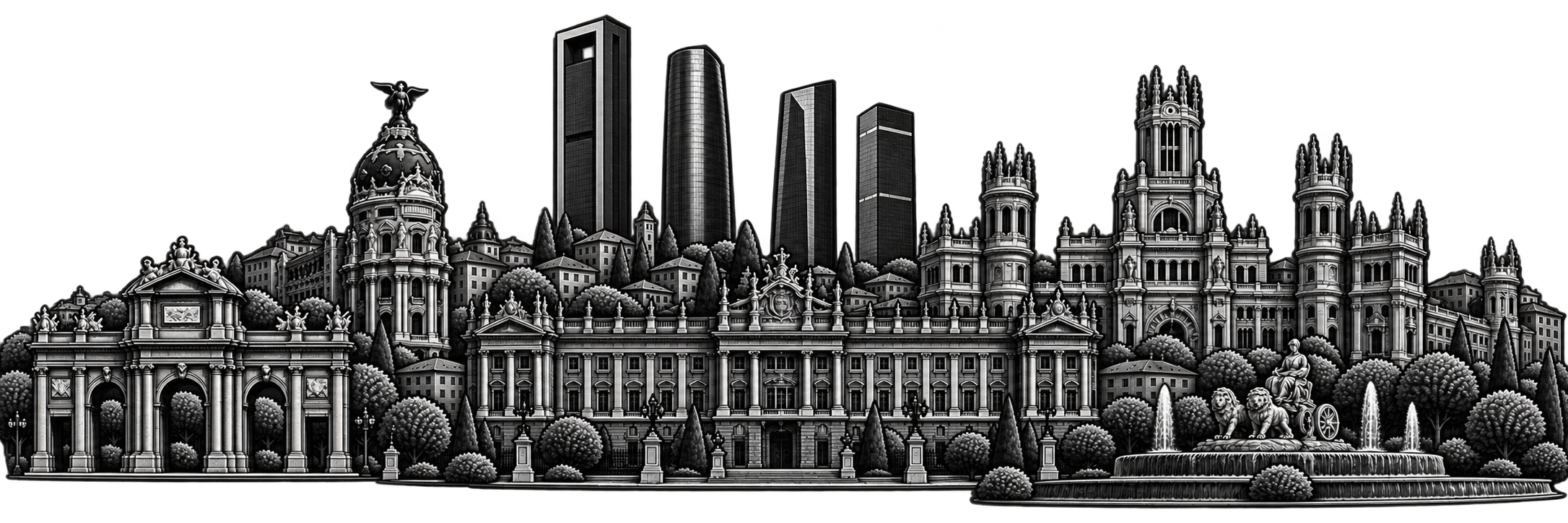 Madrid city skyline