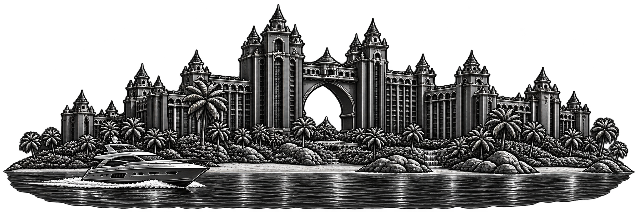 Paradise Island landmark illustration