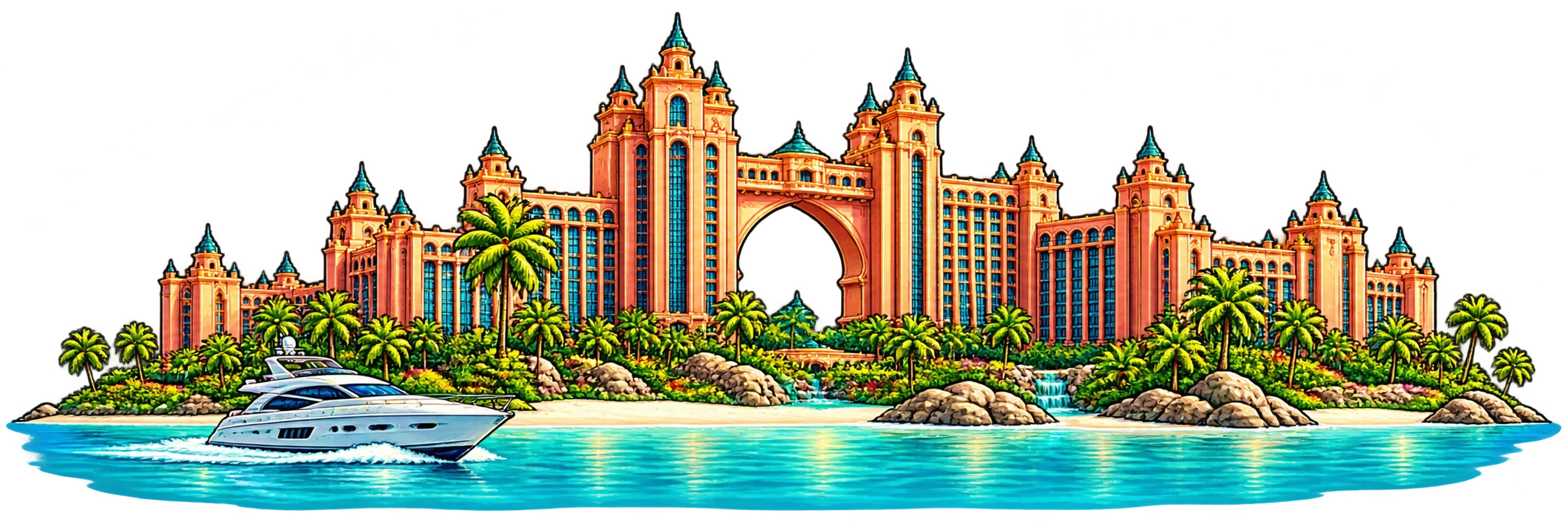 Paradise Island landmark illustration