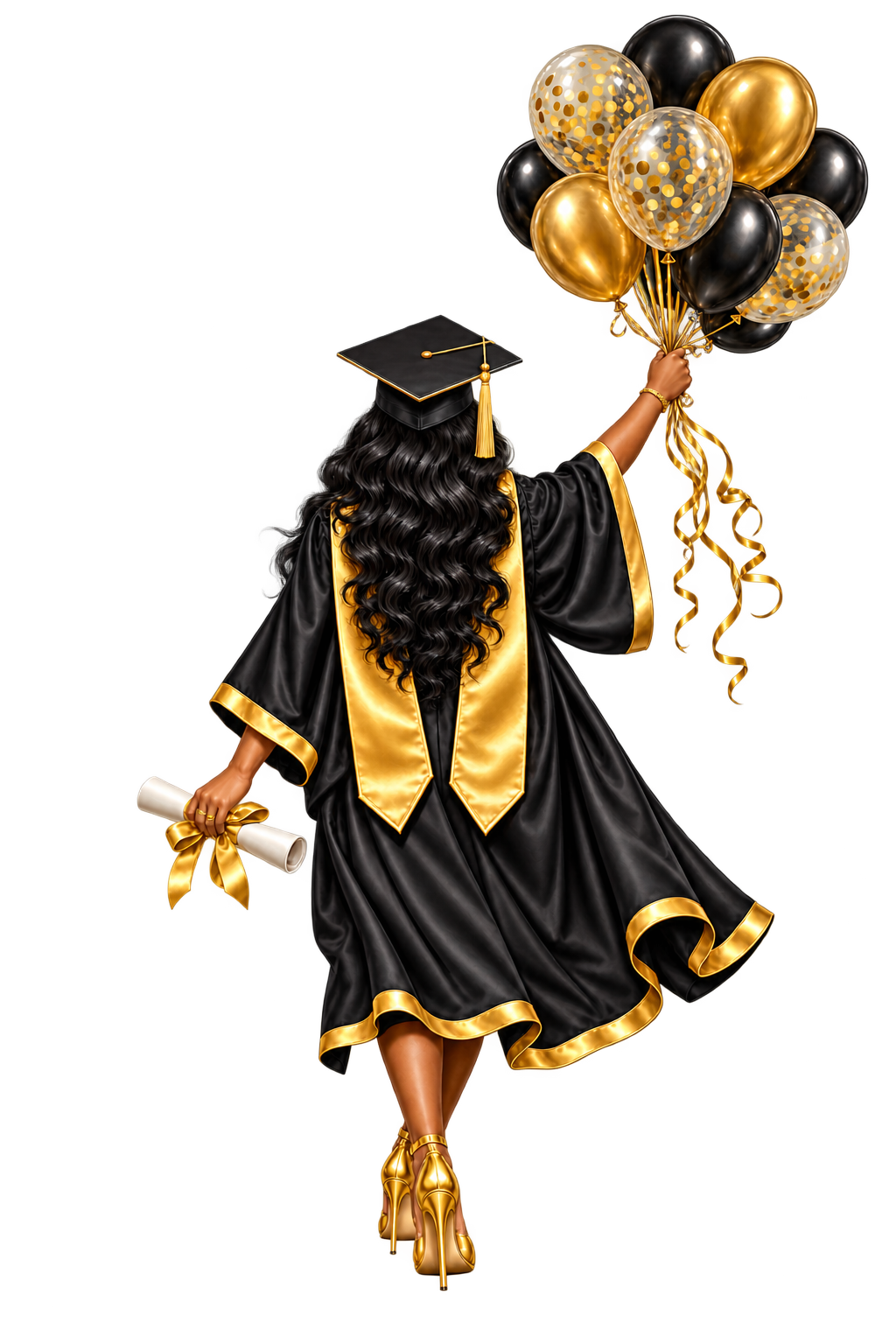 Graduate — Gold and Black Balloons