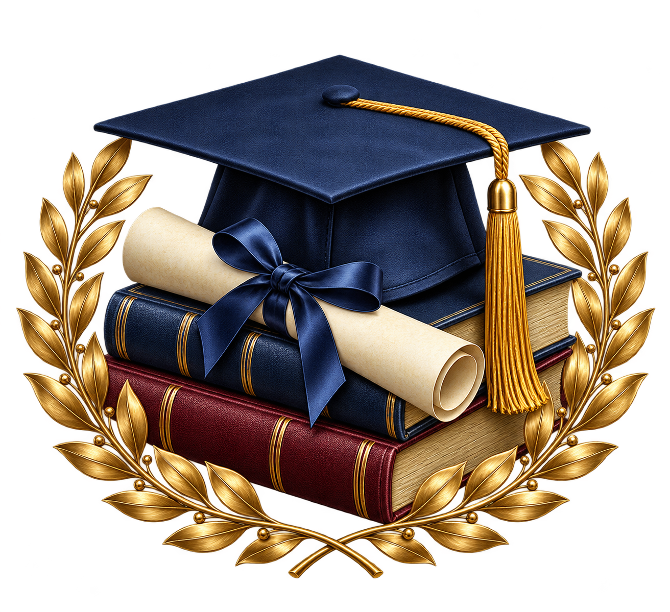 Navy Cap, Books and Gold Laurel