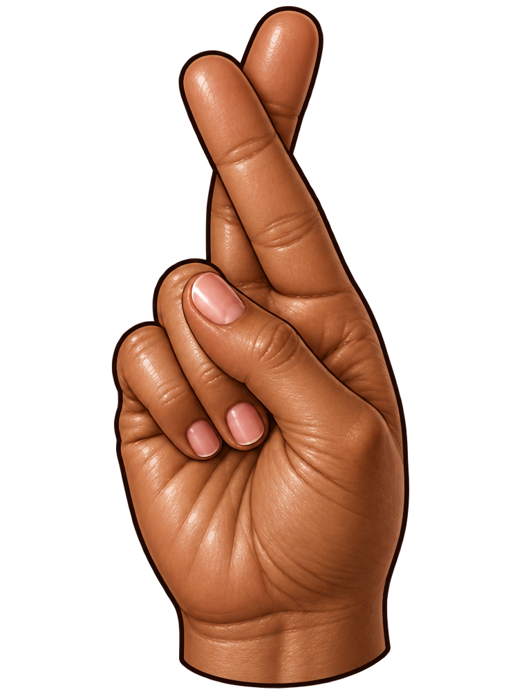 Crossed fingers — Good luck · Brown