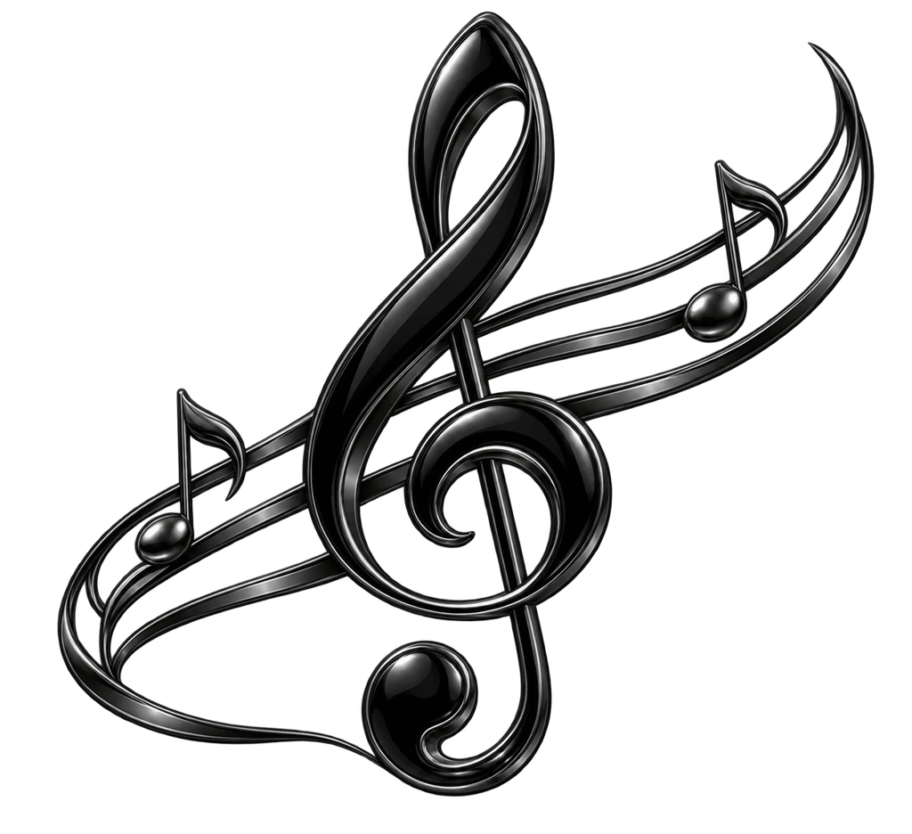 Flowing treble clef · Black