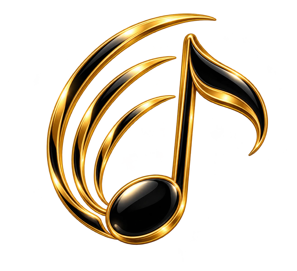 Sound-wave note · Black and gold