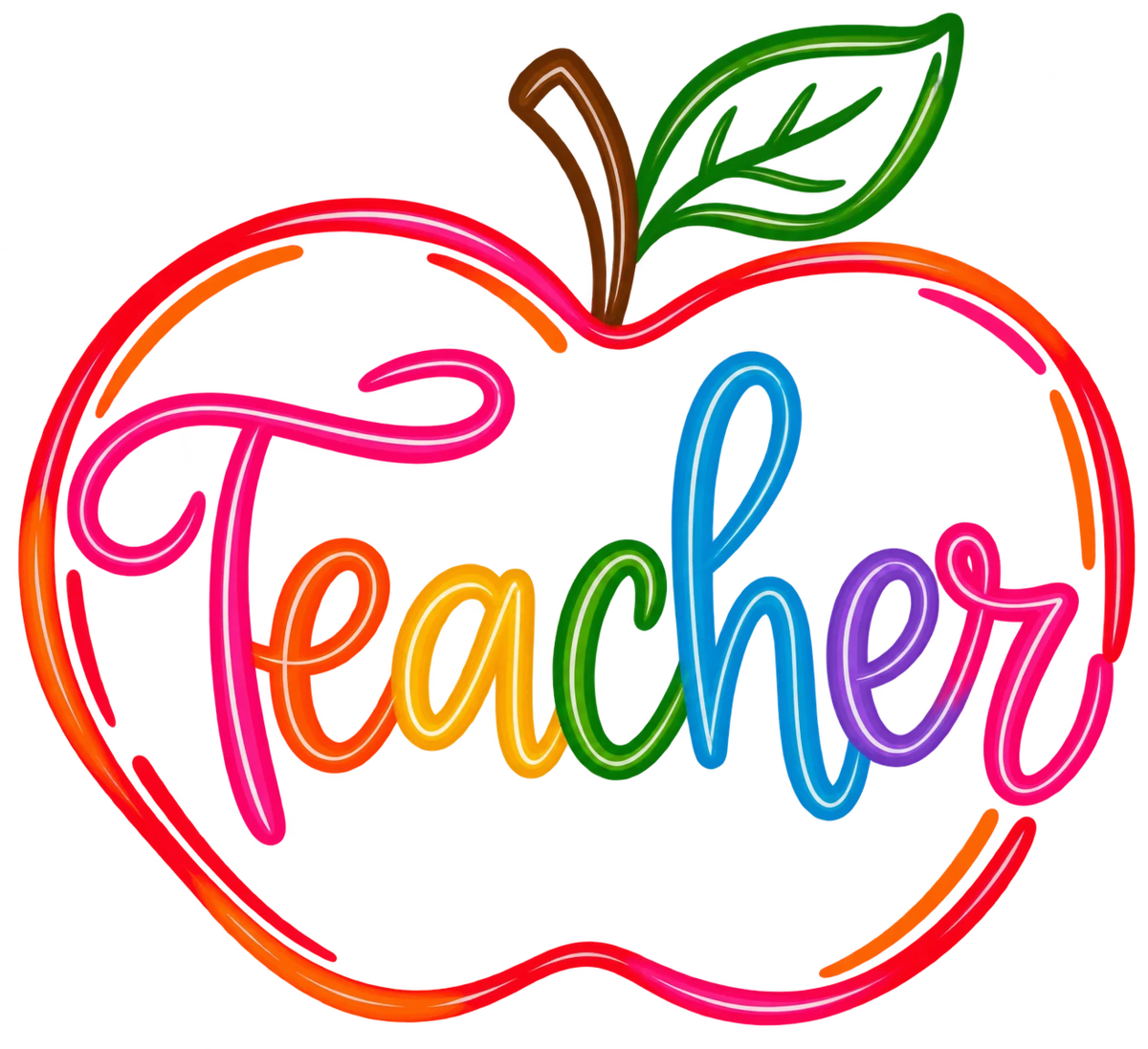 Teacher Apple — Color Outline